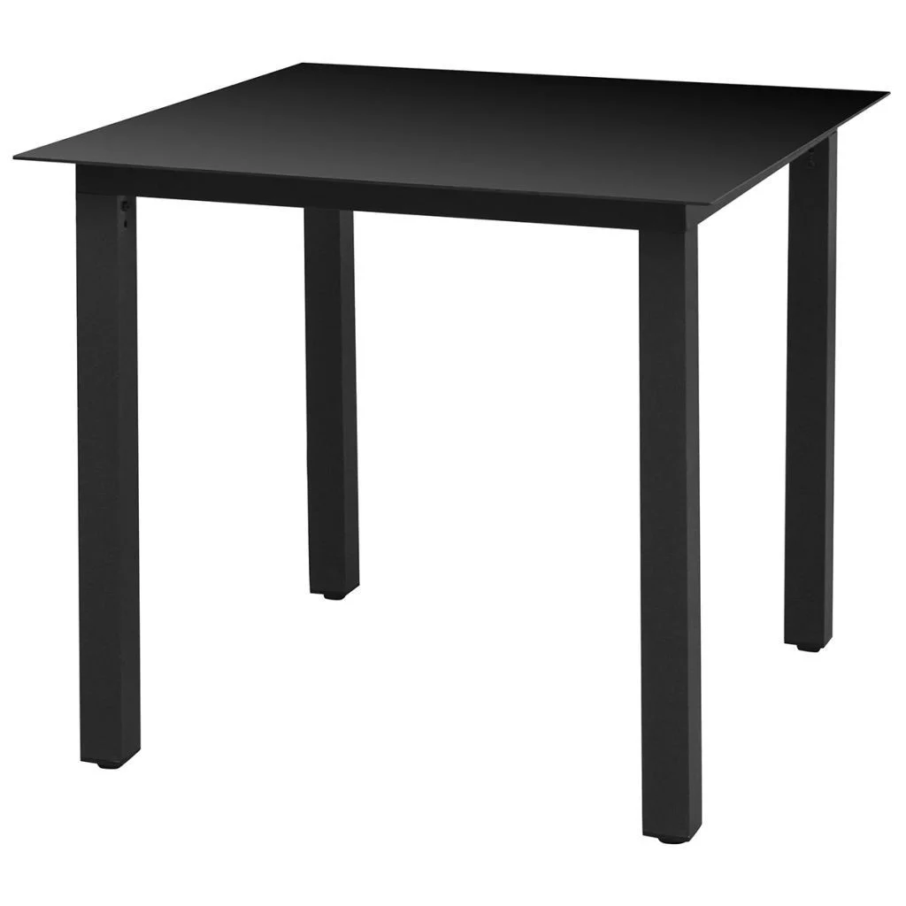 

Garden Dining Table Glass Aluminum 31.5"x31.5"x29.1" Black