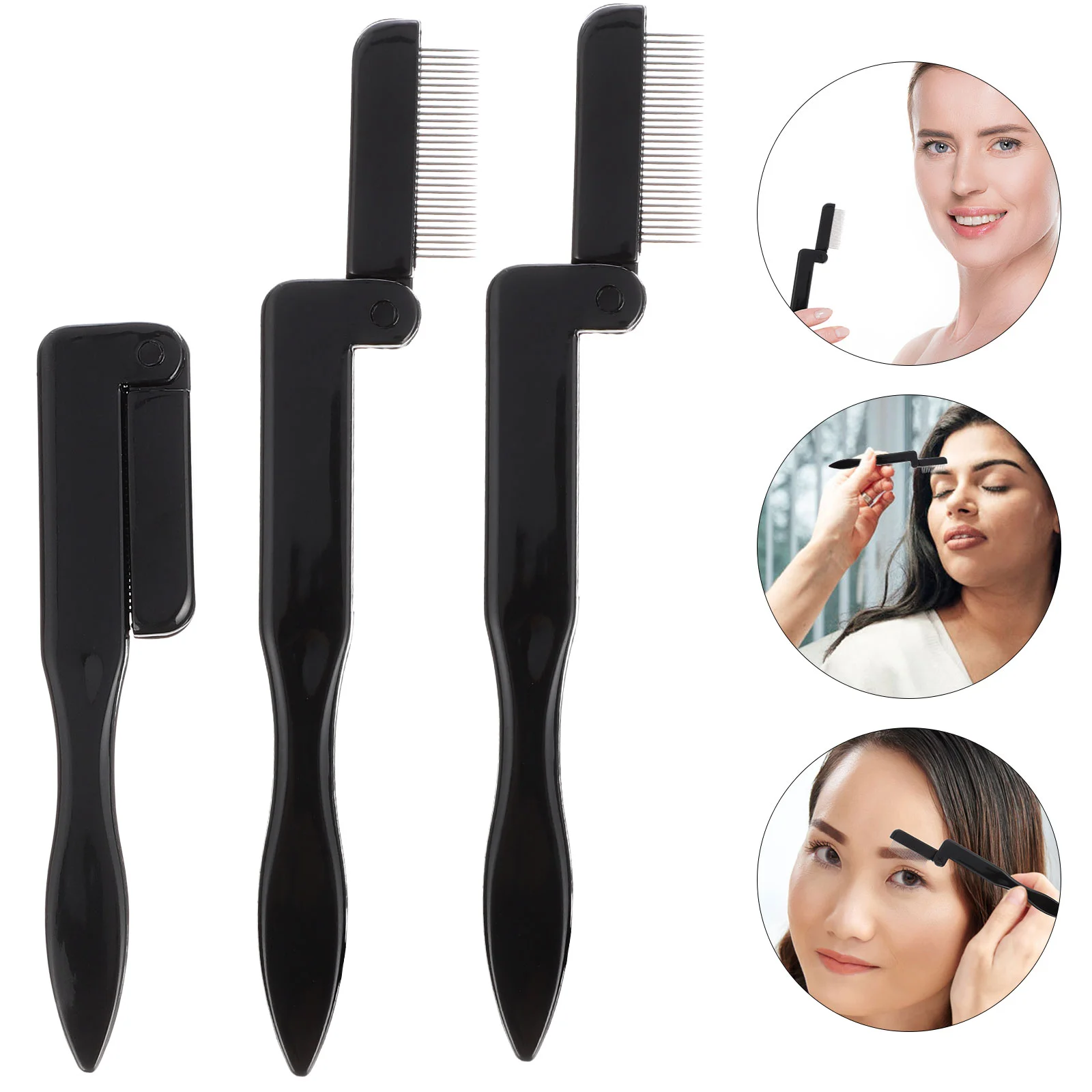 

3pcs Eyelash Comb Durable Portable Practical Grooming Comb Eyebrows Repair Brush