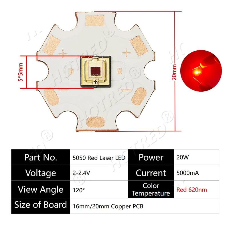 

Лазерные светодиоды HotRed 20W RGB