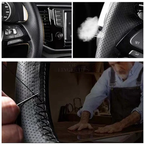 Car Steering Wheel Black Cover Suede Carbon Fiber For Volkswagen Vw Golf 7 Mk7 Nieuwe Polo Jetta Passat B8 Car Accessories