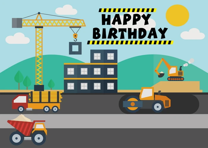 Фон для дня рождения на тематике здания виниловый материал черные и желтые