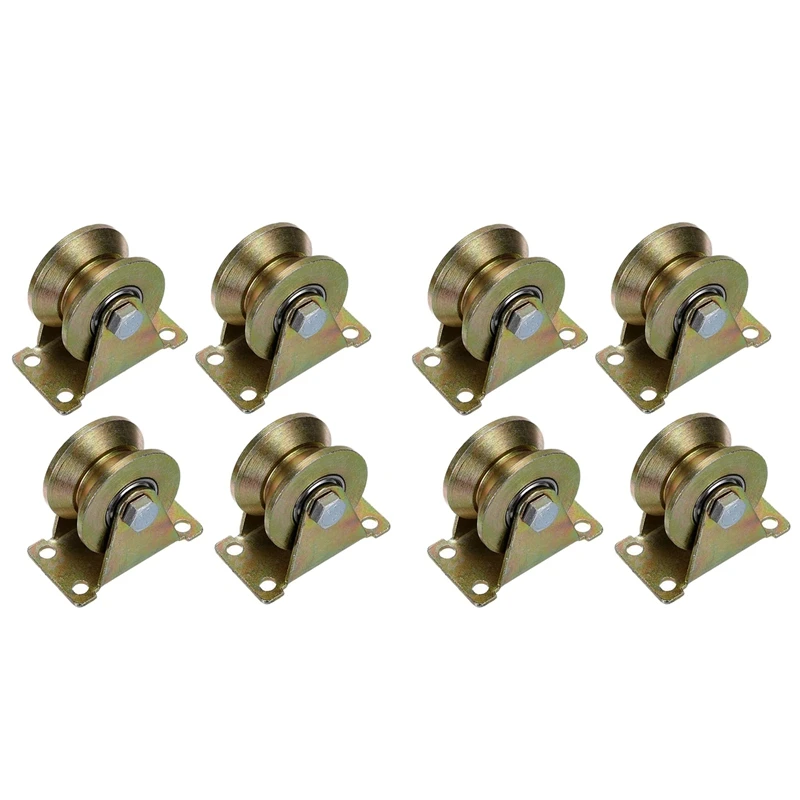 

8 Pcs 2 Inch V-Groove Track Wheel Sliding Door Roller For Track Sliding Doors Mechanical Carts And Mobile Workbench