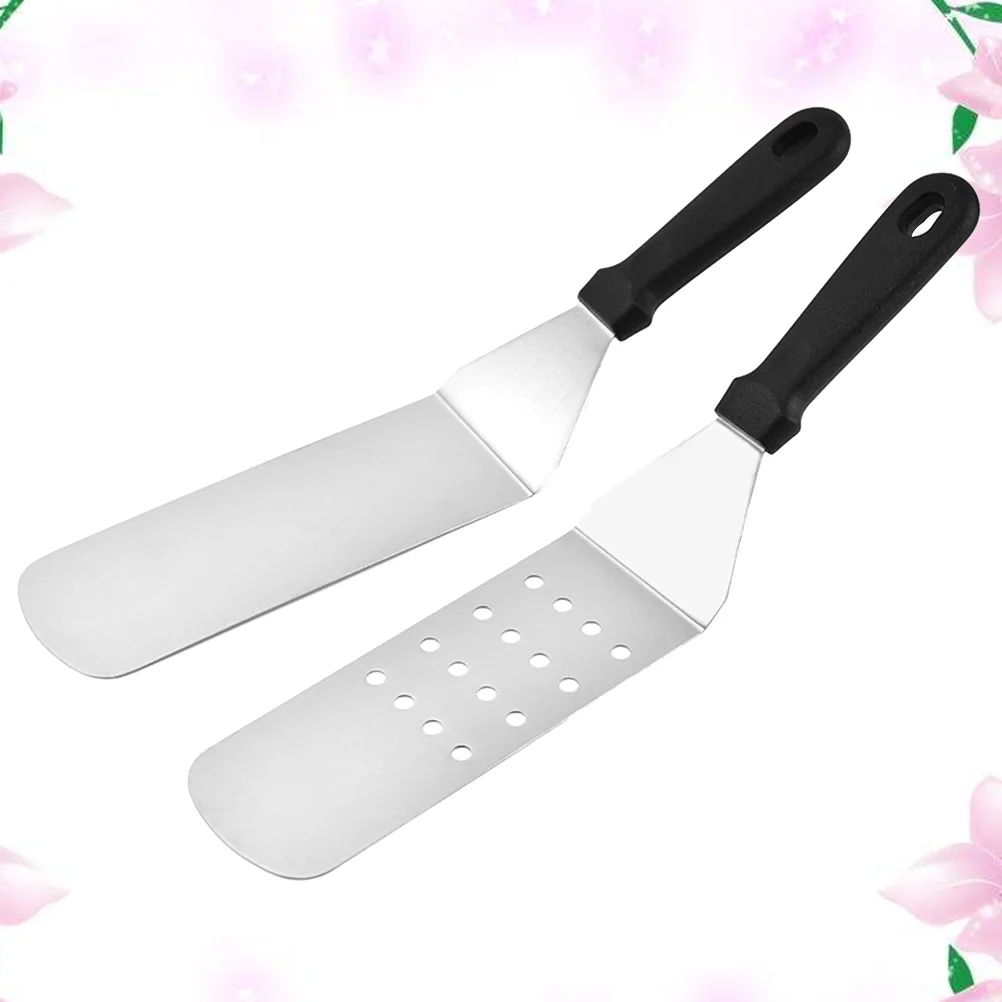 

2pcs Turner Griddle Spatula Scraper Grill Spatula Teppanyaki Spatulas Turner Scraper Metal Spatula Set