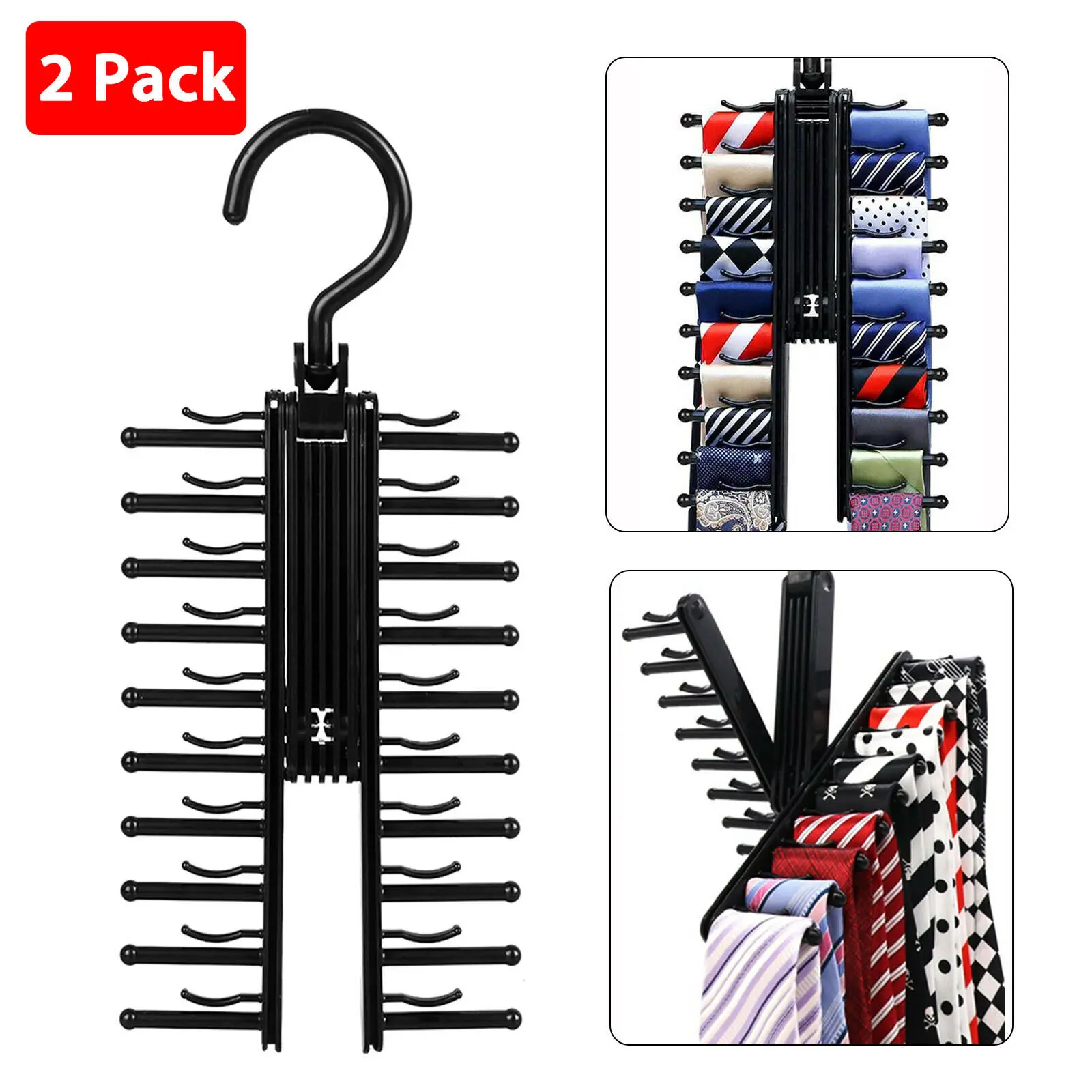 

Adjustable Cross X Tie Rack Hanger Non-Slip Belt Compact Closet Holder Organizer