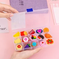 15 pcsset cake fruit food theme pvc boxed rubber suit gift student eraser office supplies