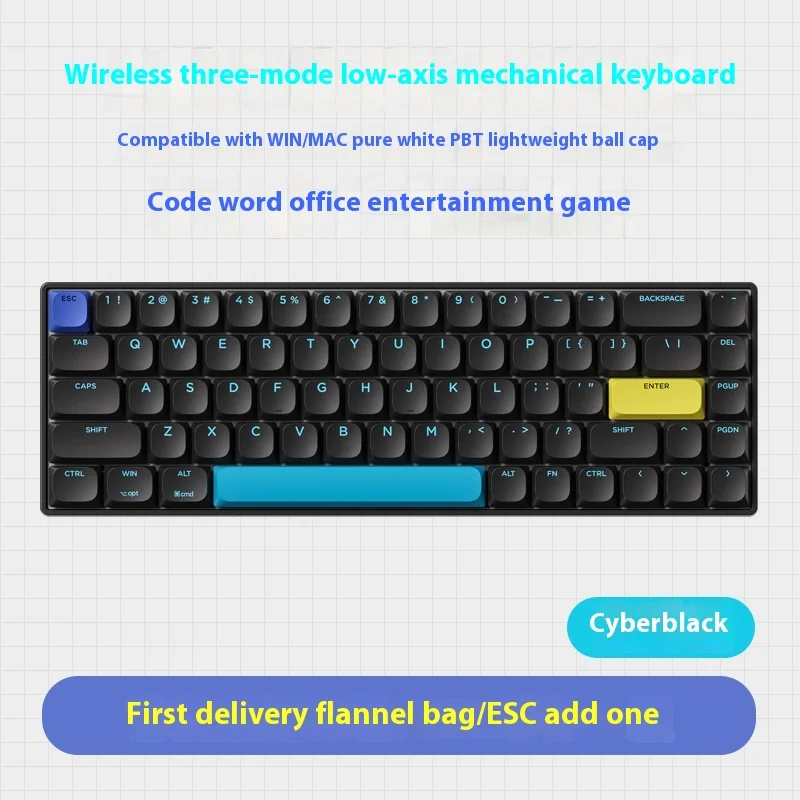 Xinmeng C68 Mechanical Keyboard Low Profile Three Mode Bluetooth Wireless Hot Swap RGB Office For iPad Tablet Pc Gamer