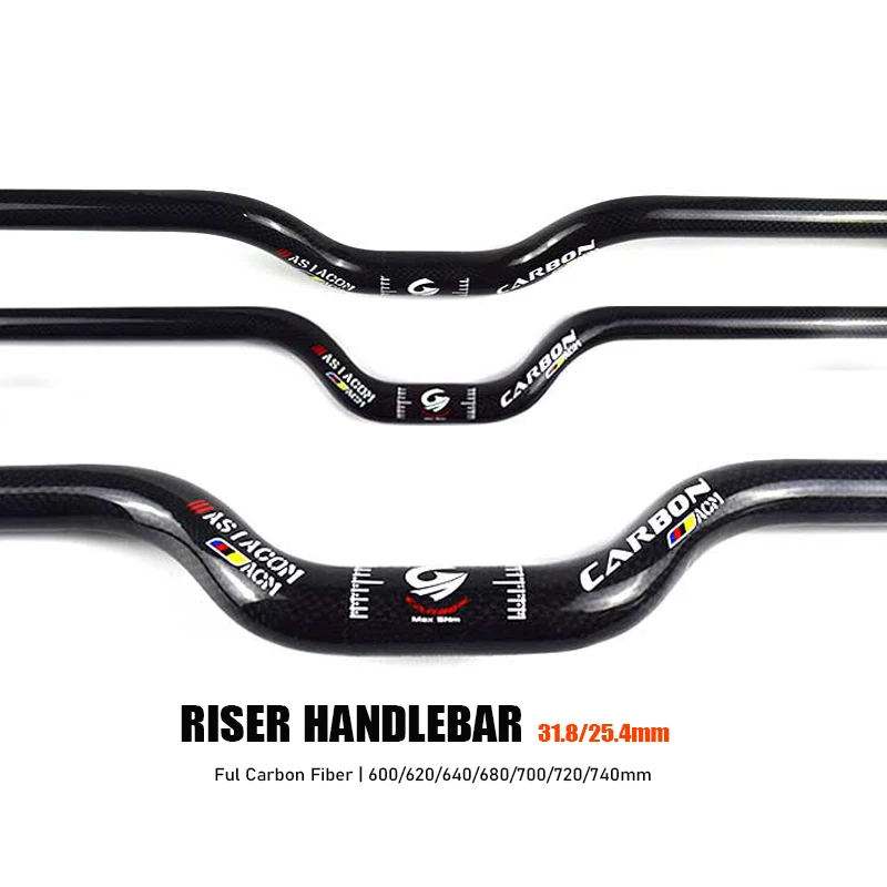 

Bicycle Swallow Handlebar 25.4/31.8mm Bike Riser Handlebar Carbon Fiber 600/620/640/680/700/720/740mm MTB Handle Bar Bike Part