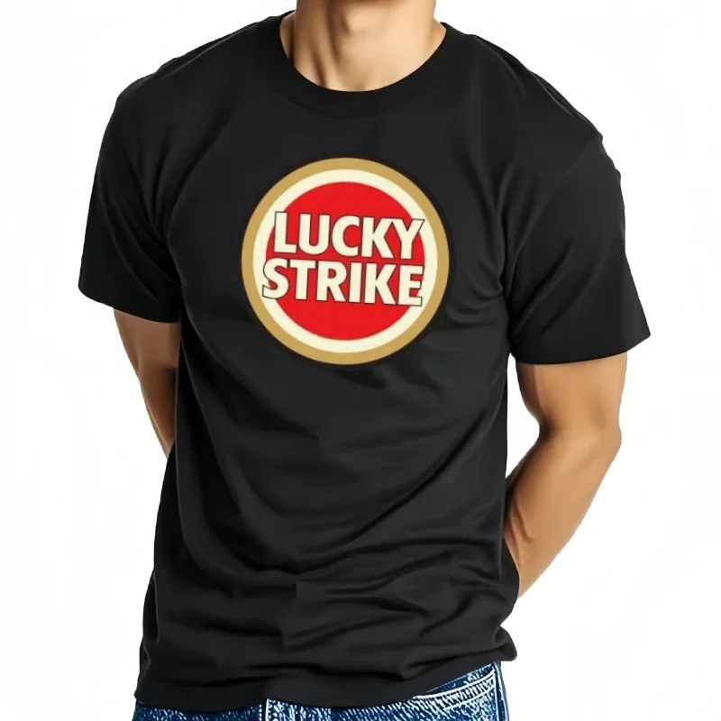 Фото Футболка с хлопковым принтом для мужчин, Lucky Strike Laguna Carmen, Nosttorn ic Smoking, Футболка с рисунком Tan, Fashion №1