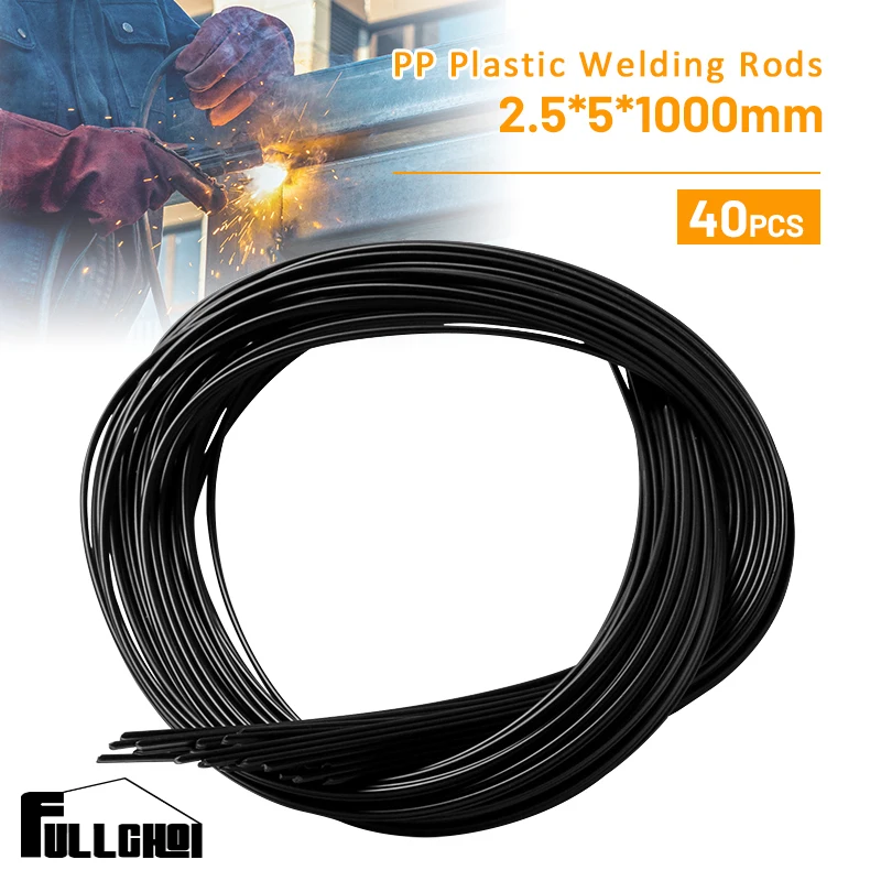 

40Pcs 2.5mm x 5mm x 1000mm Black PP Plastic Welding Rods For Plastic Welder Gun/Hot Air Gun/Welding Tool Soldering Supplies