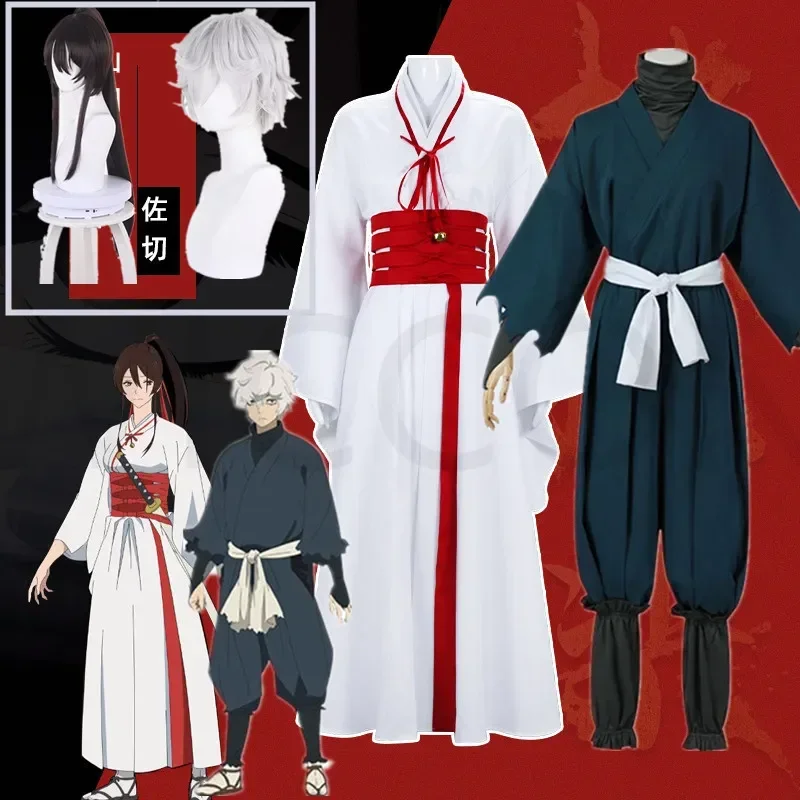 

Костюм для косплея из аниме Hell's Paradise Jigokuraku Gabimaru, черный костюм ниндзя, мужской белый короткий парик, на Хэллоуин, для ролевых игр, искусственная кожа, новинка