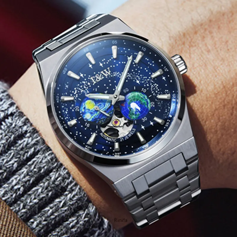 

Switzerland I&W Mechanical Watch for Men Sapphire Luminous Starry Luxury Brand MIYOTA Automatic Men's Watches Reloj Hombre 2023