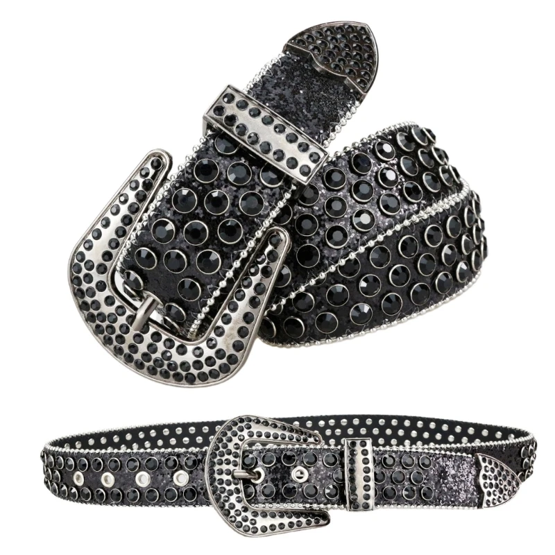 

Summer Waist Belt Shinning Belts for Woman Men Luxurious Full Diamond Studded Waist Strap for Jeans Dress