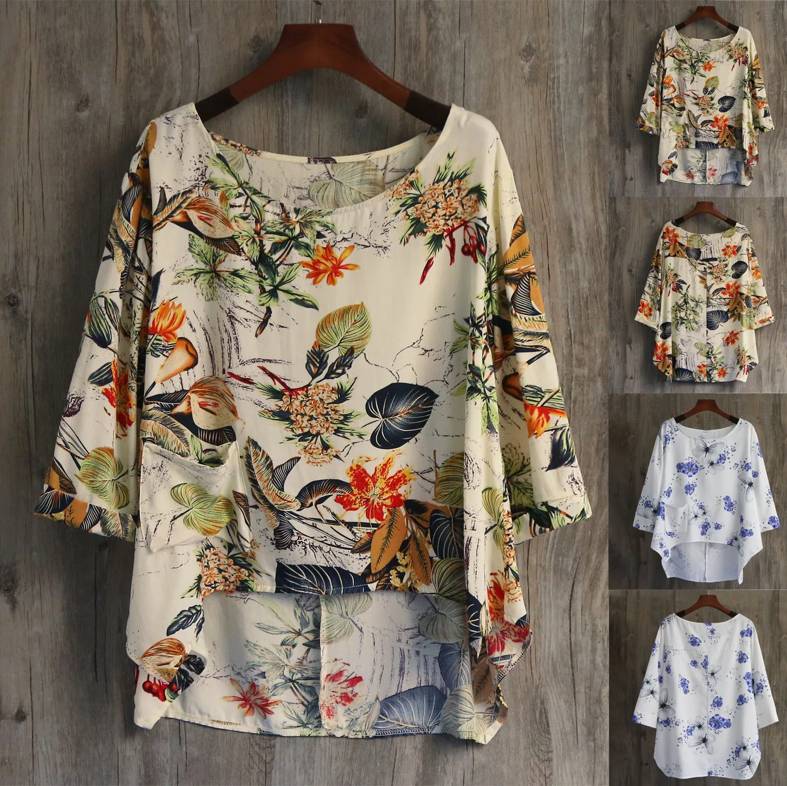 

Женская футболка с коротким рукавом, круглым вырезом и карманами