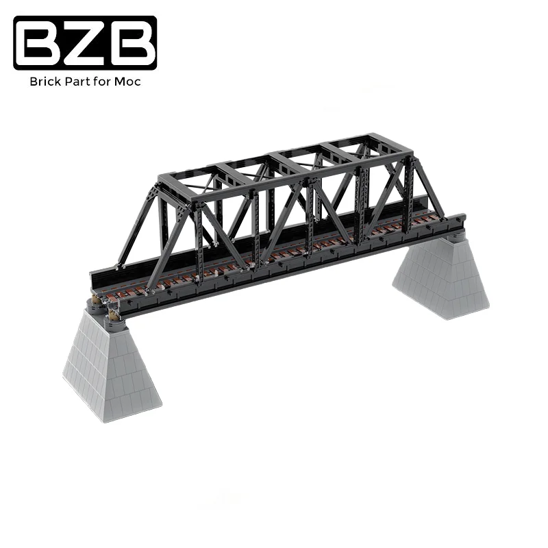 

BZB MOC Creative City Street View High-tech Train Iron Truss Railway Bridge Building Block Model Kids Toy DIY Brick Parts Gifts