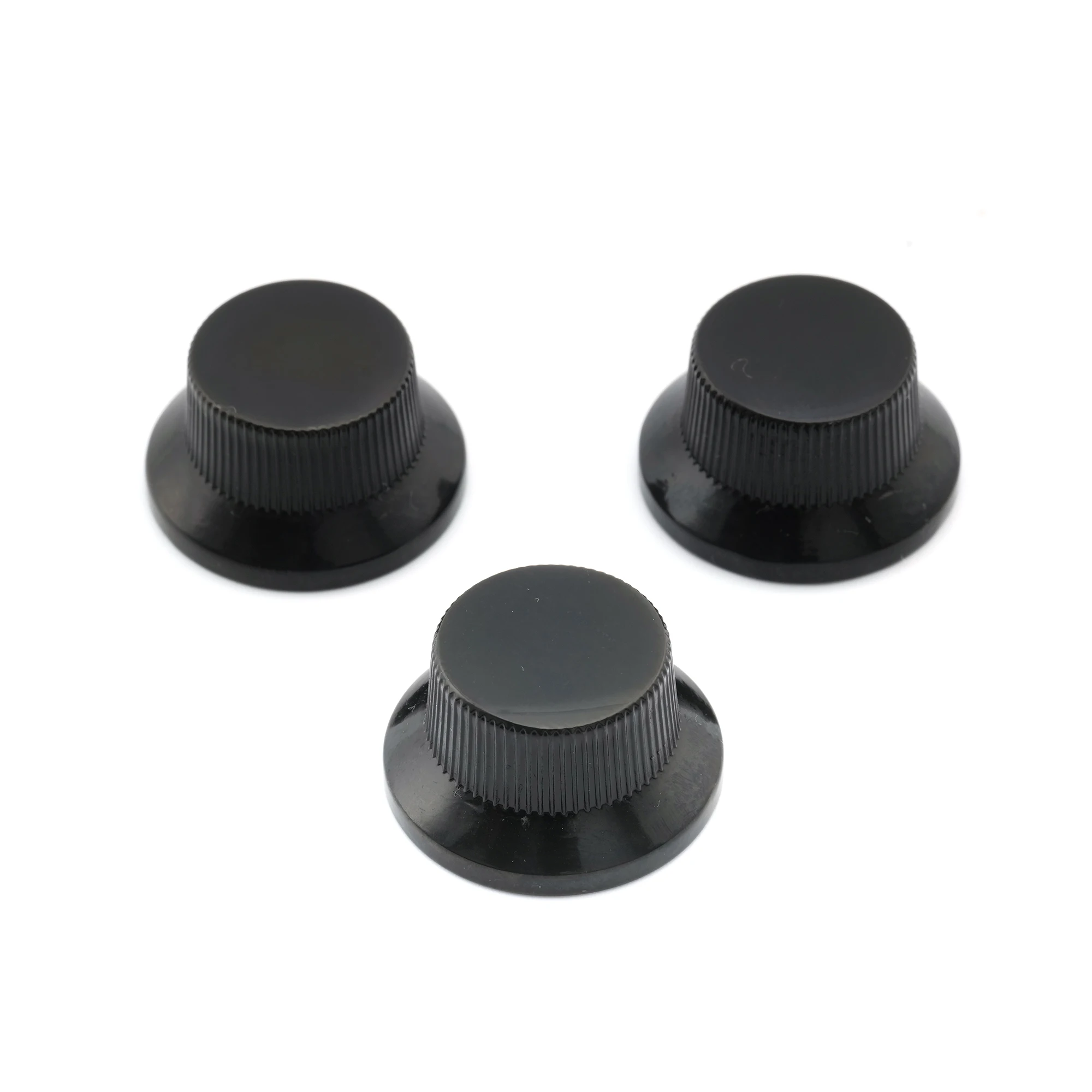 

Musiclily Pro Metric Steel UFO Push-on Control Knobs for Import Strat Style Electric Guitar, Black (Set of 3)