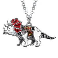 newei enamel alloy floral cute jurassic triceratops dinosaur necklace pendant gifts jewelry for women teens girls novelty charms