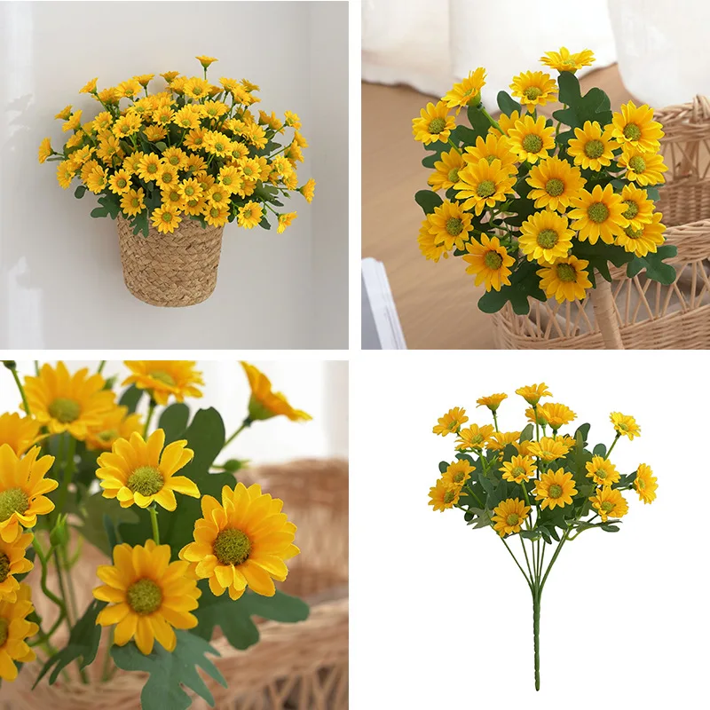 Autumn Beautiful Artificial Flowers Silk Daisy DIY Home Garden Party Wedding Decoration Craft Fall Christmas Cheap Fake Plants images - 6
