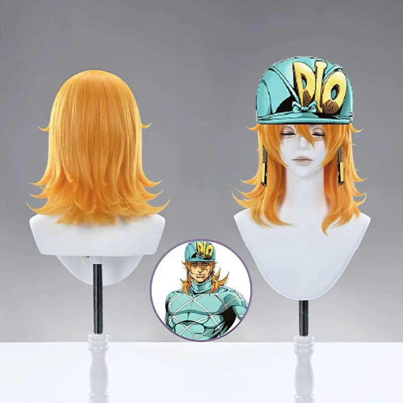Фото Аниме-парик для косплея STEEL BALL RUN JOJO SBR Диего Брандо Дио, желтые волосы, длинный парик для мужчин и женщин, для Хэллоуина, вечеринок, ролевых игр, реквизит №1