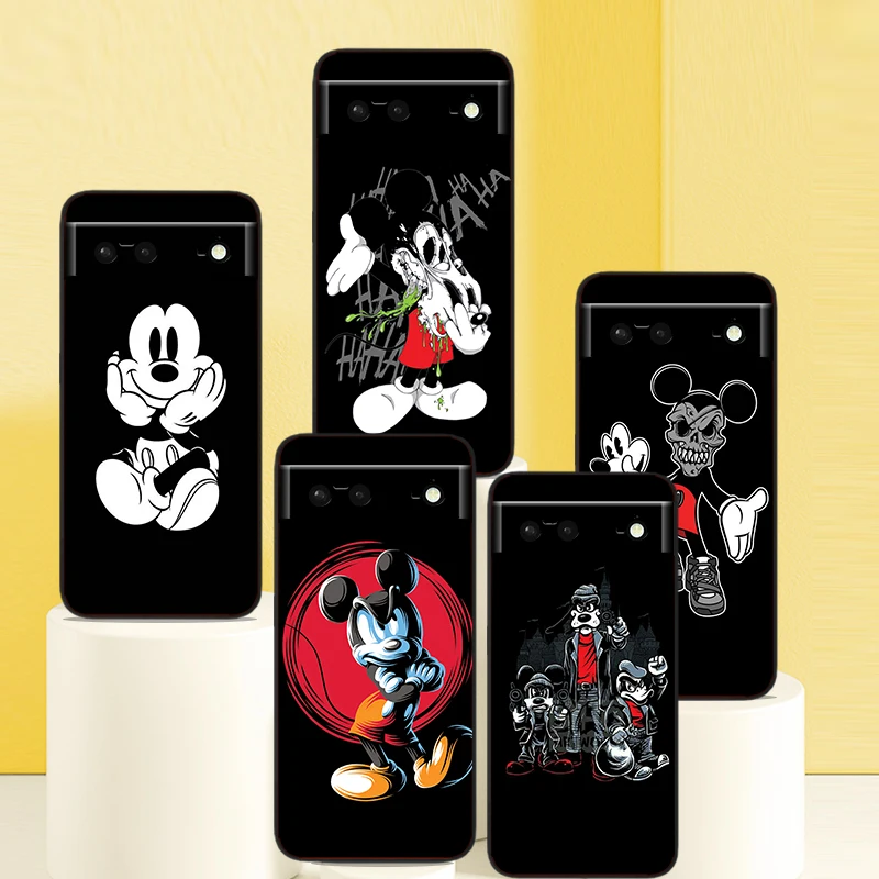 

Fashion Mickey Stitch Art Phone Case For Google Pixel 7 6 Pro 6A 5A 5 4 4A XL 5G Black Shell Soft Cover Fundas Coque Capa