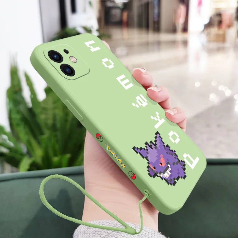 

Cartoon Pokemon Charizard Gengar Phone Case For Samsung A81 A53 A50 A12 A22S A52 A52S A51 A72 A71 A32 A22 A20 4G 5G With Lanyard