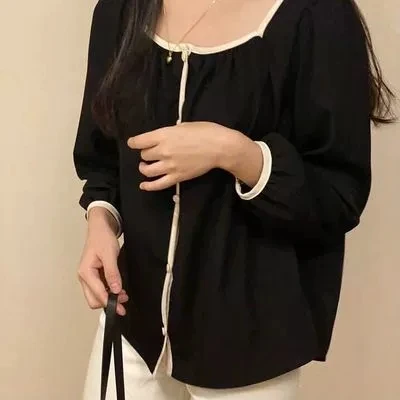 

COIGARSAM Shirt Womens Tops Panelled Women Shirts Dropshipping