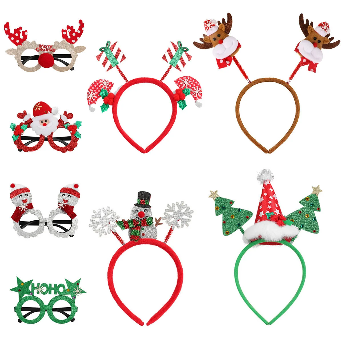 

Toyvian Christmas Party Decorations 4 Eyeglasses 4 Headbands Funny Festive Xmas Eyewears and Hair Hoops for Holiday Party New