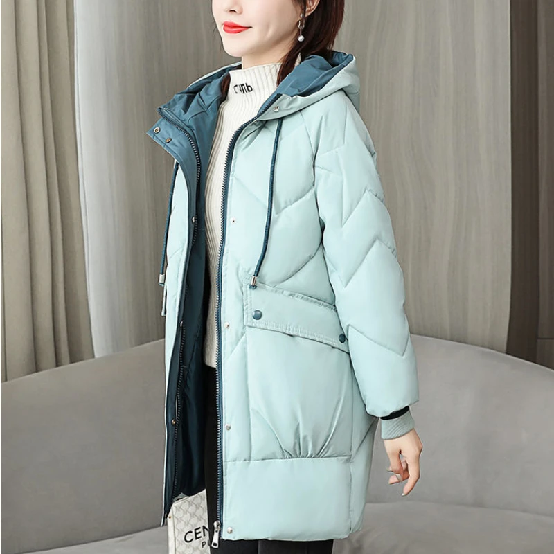 Winter Women's Coat Hooded Mid-length Padded Jacket Jacket Warmth Slim Fit Plus Size Korean Fashion Free Shipping Wholesale New
