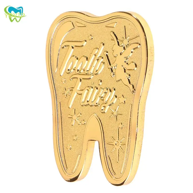 Монета в форме зуба подарок Детский медальон позолоченная памятная монета