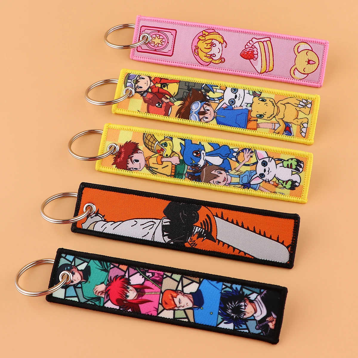 

Cool Anime Chainsaw Man Keys Tag Embroidered Keychains Jet Tag for Car Keys Holder Keyring Backpack Jewelry Accessories Gifts