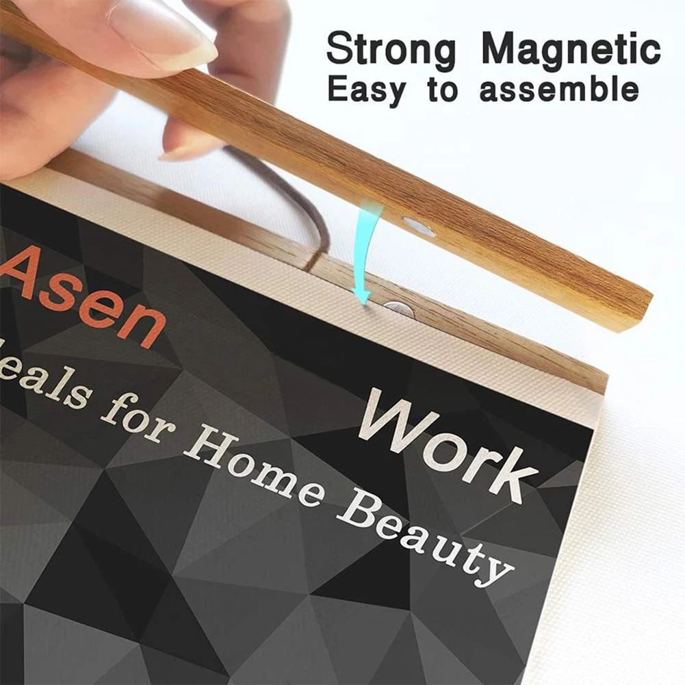 

Walnut Magnetic Wooden Photo Picture Frame Wall DIY Poster Scroll Paint Hanger Home Garden Photo Picture Frame Kitchen Decor
