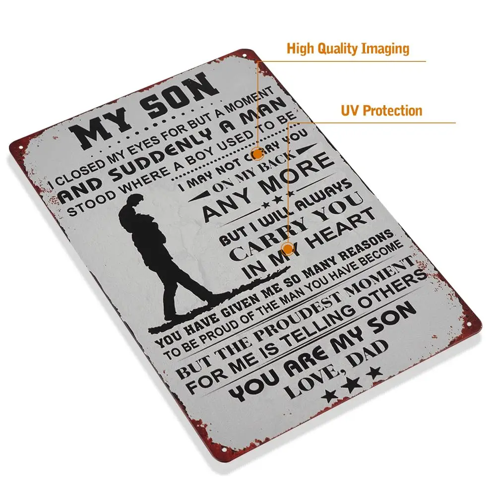 Металлические настенные рисунки Динливер Мой сын подарок на День отца для
