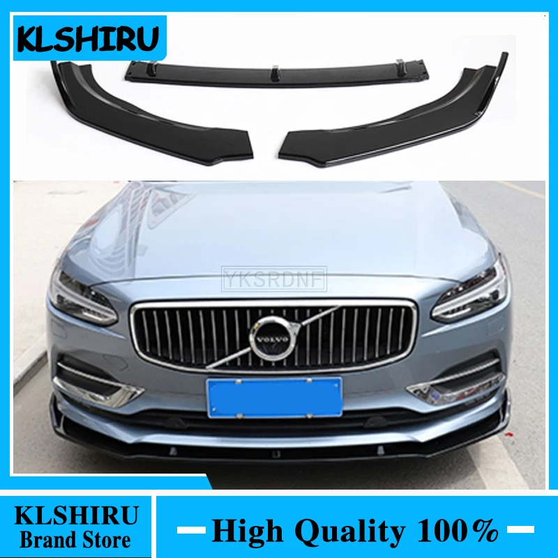 

3Pcs Car Styling High Quality PP Material Front Spoiler Anterior Front lip Bumper Protector For Volvo S90 2016 2017 2018 2019