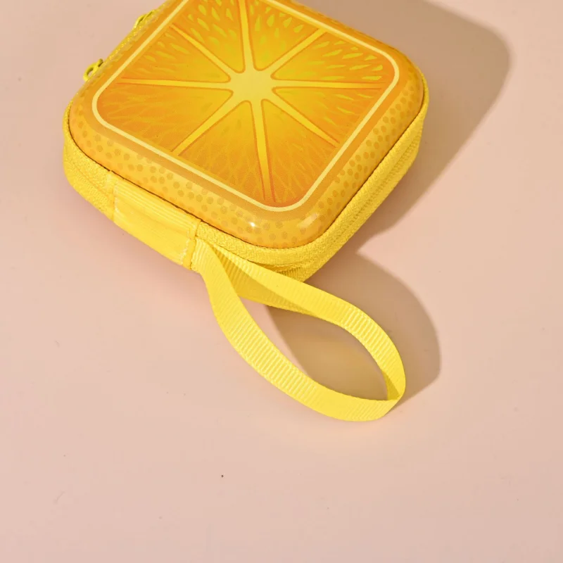 Cute Cartoon Fruit Square Tinplate Coin Purse Mini Portable Zipper Headphone Bag Data Cable Storage Bag Box Bags Small Wallet