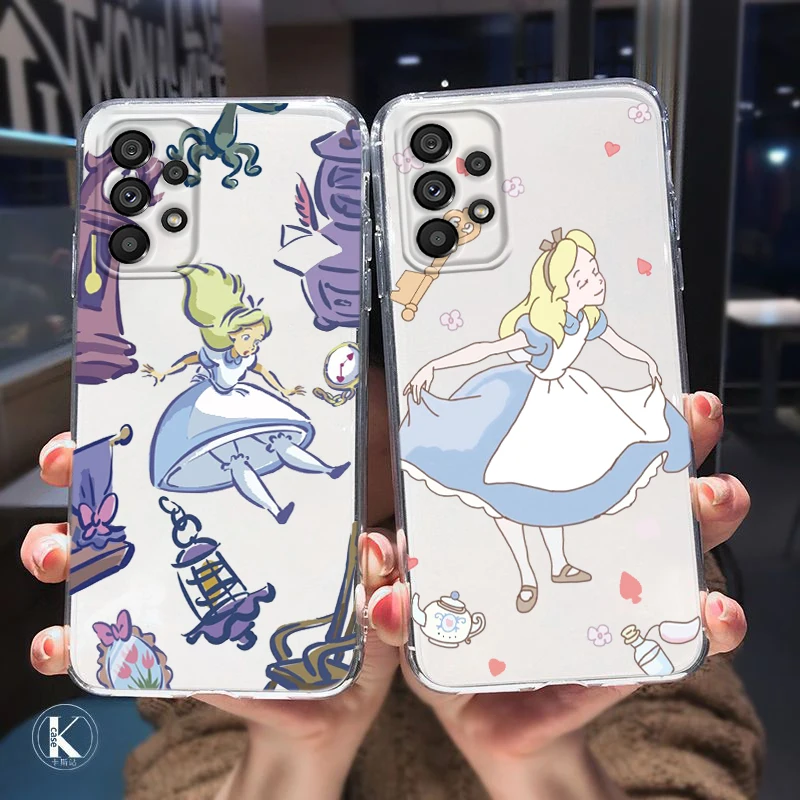 

Alice in Wonderland Phone Case For Samsung A01 A11 A21 A31 A41 A51 A71 A81 A91 A42 A12 A02S Transparent luxury Silicone Soft