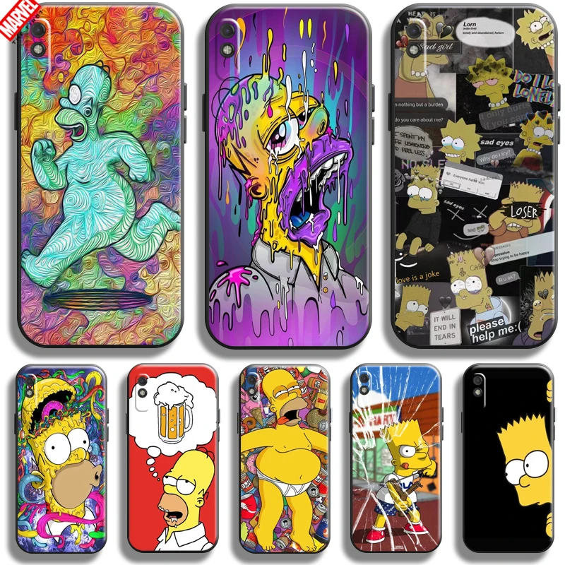

Cute Homer S-Simpsons Family For Xiaomi Redmi 9A 9AT Phone Case Carcasa Liquid Silicon Back Black Soft