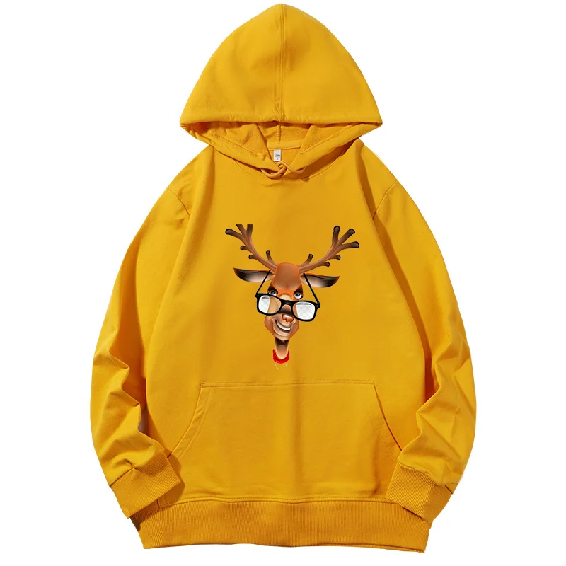 Rudolph Reindeer Santa Claus hand painted deer graphic Hooded sweatshirts hoodies women Spring Autumn christmas sweatshirt woman