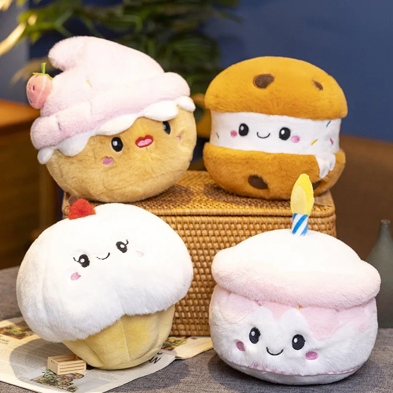 

15-25cm Cute Cartoon Strawberry Cookie Cherry Chocolate Cream Birthday Cake Stuffed Doll Throw Pillow Holiday Gift for Friends