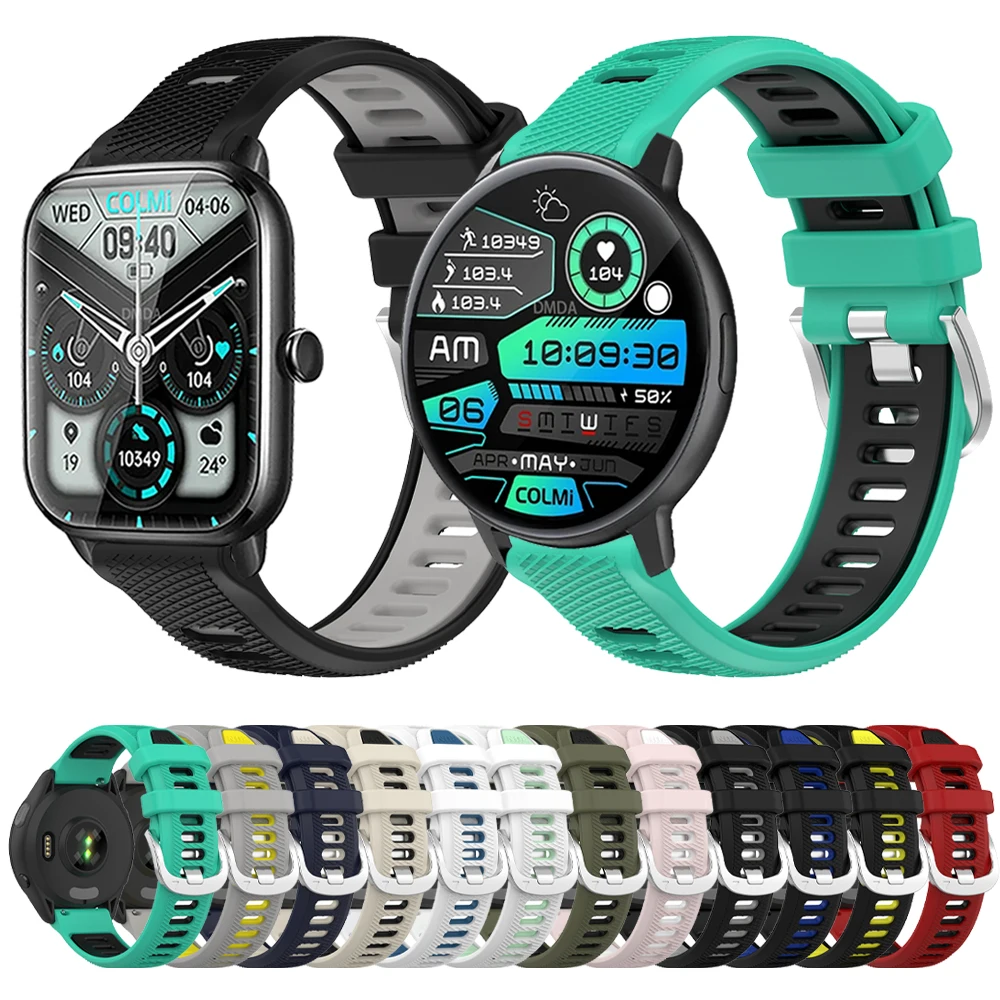 

Sports Silicone Strap For COLMI C61 C60 M40 I30 Band COLMI P28 P9 P8 Plus Pro P12 V23 Land 2S Quick 20 22mm Wristband Accessorie