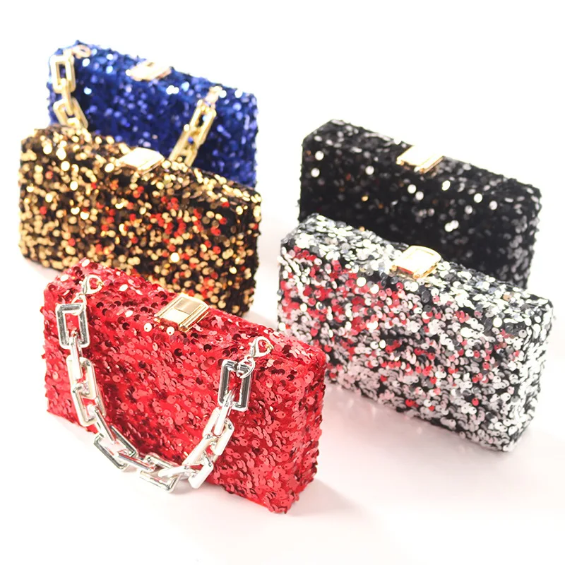 

Box Design Glitter Shoulder Party Bags Evening Purse Luxury Women Wedding Clutch Rhinestone Bling Sequin Evening Bags