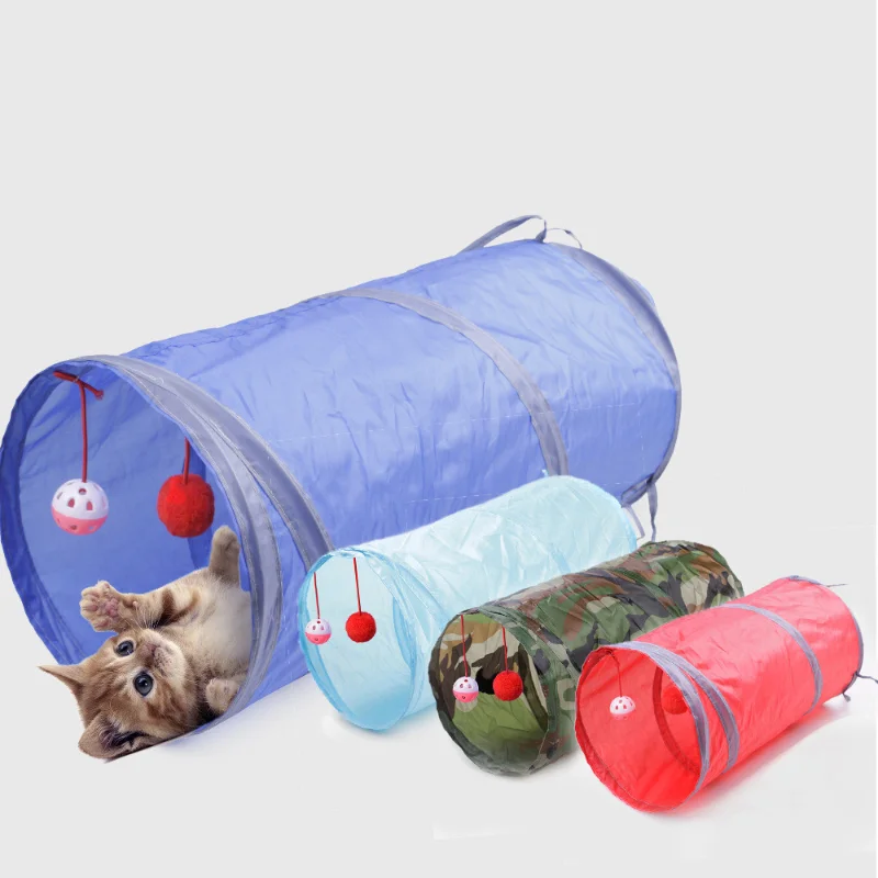 

Игрушка для кошек, туннель, забавная игрушка для домашних животных с 2 отверстиями, игровые шарики, складные гофрированные игрушки для котят...