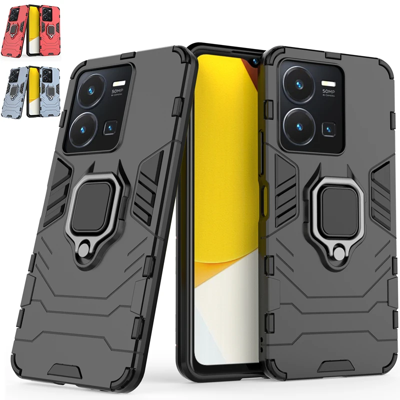 For Cover Vivo Y35 Case For Vivo Y35 Cover Hard Armor Magnetic Phone Bumper Back PC Shockproof Full Cover For Vivo Y35 Fundas