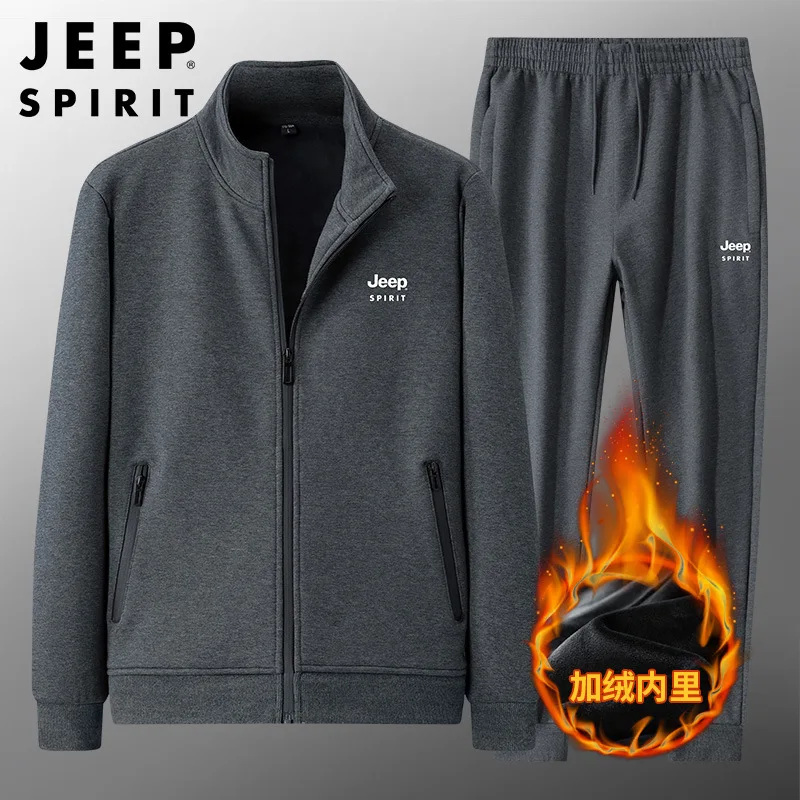 Мужской повседневный костюм JEEP SPIRIT Теплый Бархатный кардиган из 100% хлопка и