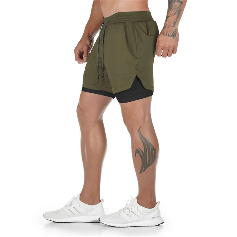 Sport Shorts Men Sportswear 2 in 1 Running Quick Drying Training Jogging Gym Fitness Workout Summer Men Shorts Breathable