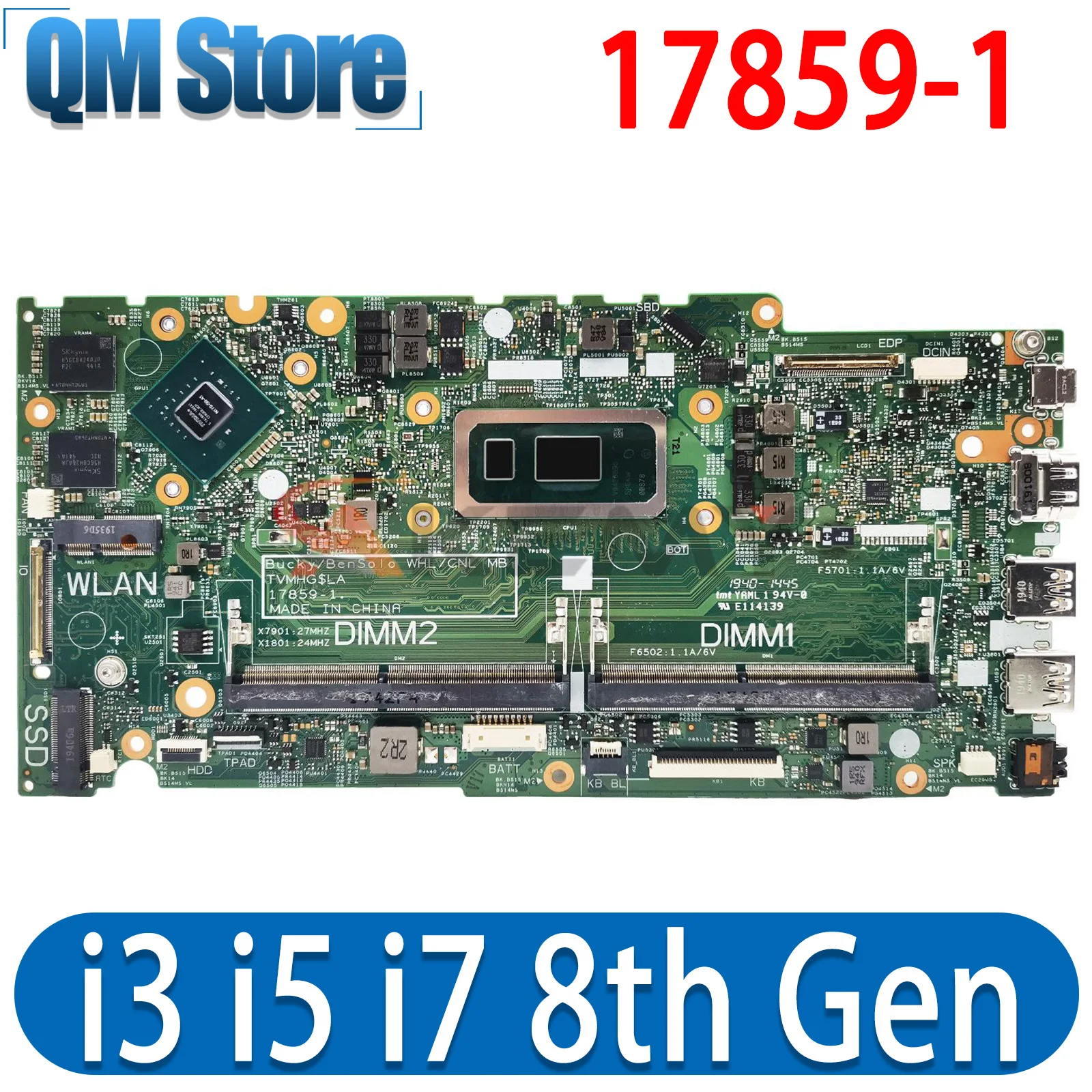 

Материнская плата для ноутбука dell Inspiron 14, 17859, 5480, 15, 5488, 5580, системная плата с процессором i3, i5, i7 8-го поколения-1