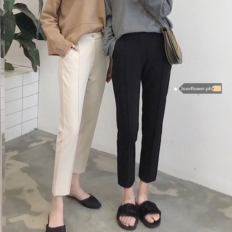 

【Spot goods】Fashion high waist suit pants plus size loose casual trousers women