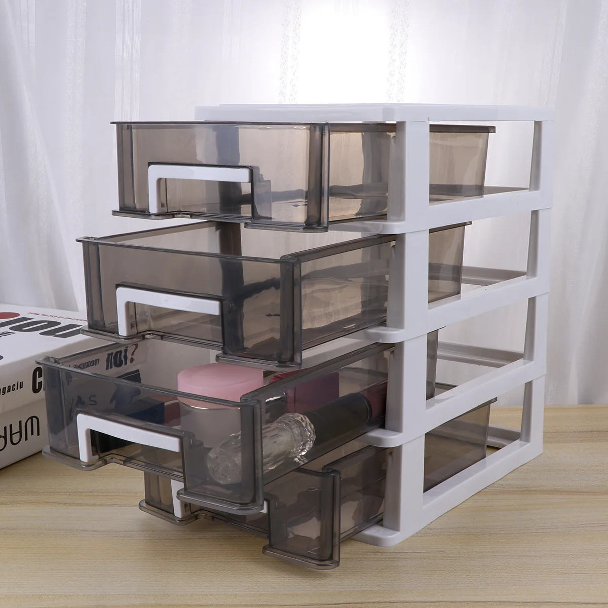 

Three-Layer Storage Cabinet Plastic Drawer Type Closet Clear Desktop Storage Case Multifunction Storage Rack Sundries