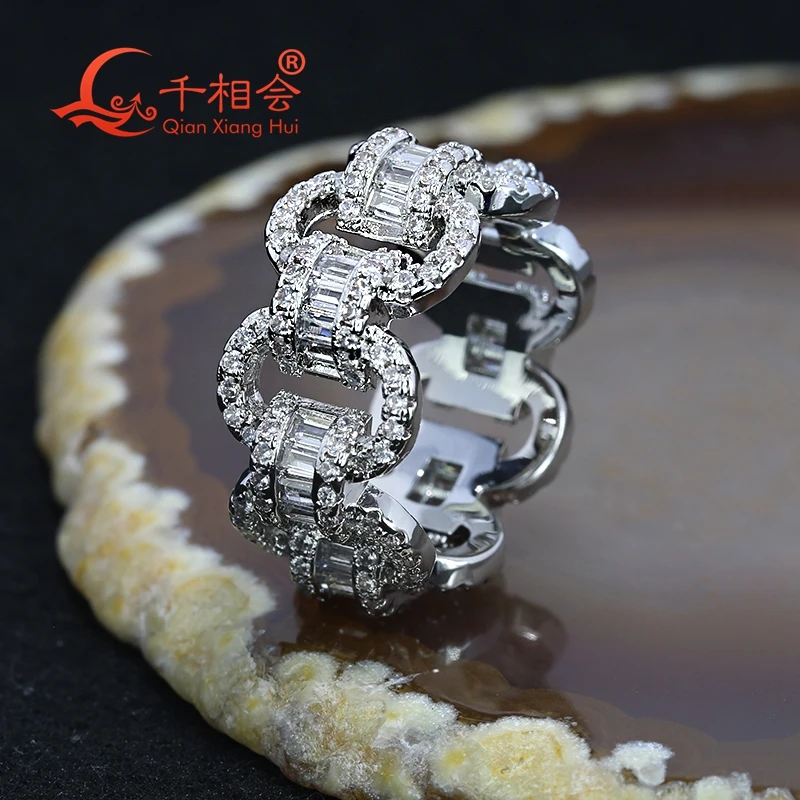 11.5mm oval button Sterling 925 Silver hip hop  Moissanite Ring Men women  Diamonds Male fine Jewelry