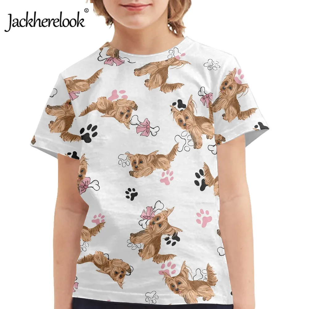 

Jackherelook Cute Cartoon Dogs Desigh Casual Kids O-neck Tops Tee Clothing Breathable Short Sleeve T-shirts for Children Boys