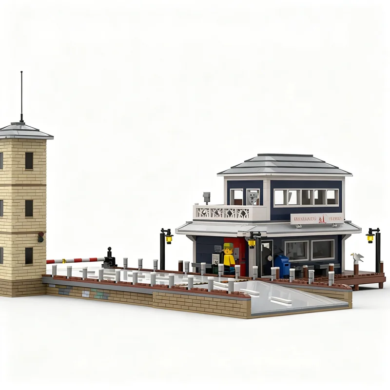 Фото 3486 деталей MOC Модульные здания, модель волнолома и парома, строительные блоки, рождественский подарок, архитектурные игрушки, креативный конструктор для демонстрации. №4
