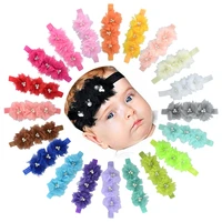 1 pcs baby girls pearl flower headbands newborn chiffon headwear ribbon elastic hairband cute todder kids hair accessories